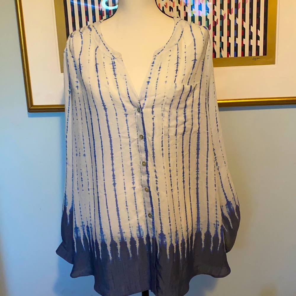 NWOT Zac and Rachel Women Blue & White Blouse 2X